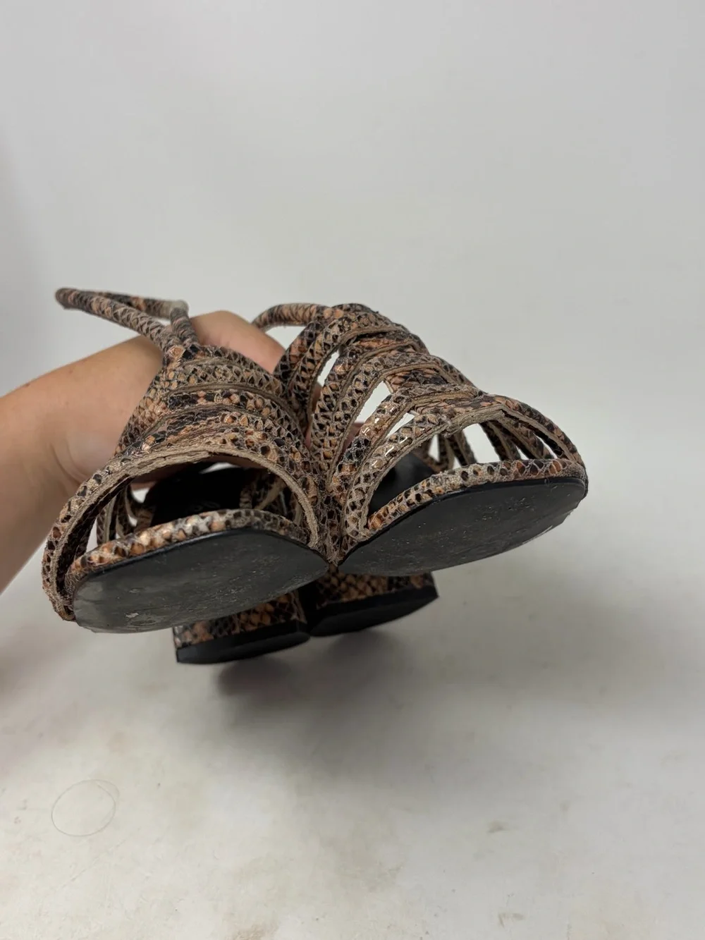 Free People Women's Colette Python Strap Heel Sandal Size 37 or US 7